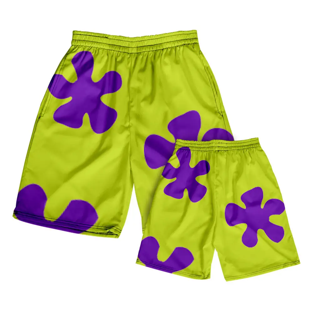 Hawaiian Spongebob Crossbody Shorts Couple Tan - Image 17