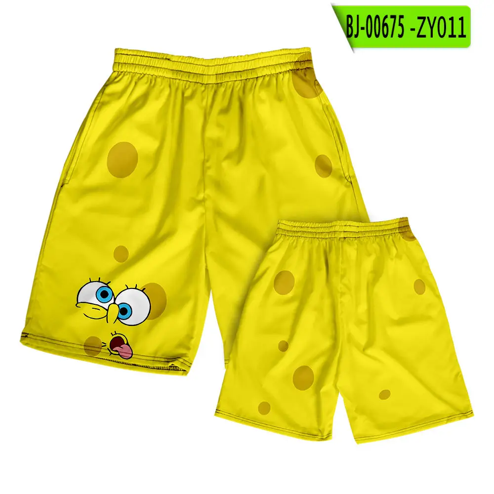 Hawaiian Spongebob Crossbody Shorts Couple Tan - Image 10