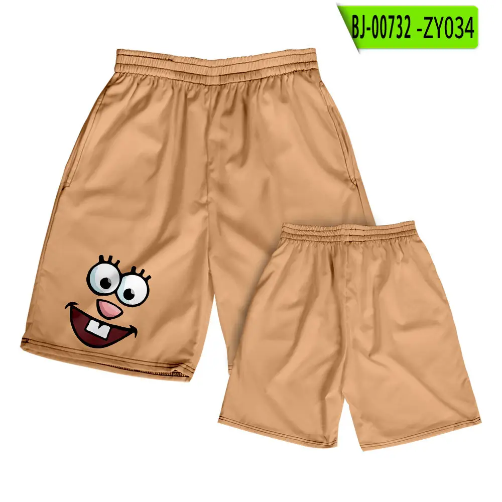Hawaiian Spongebob Crossbody Shorts Couple Tan - Image 14