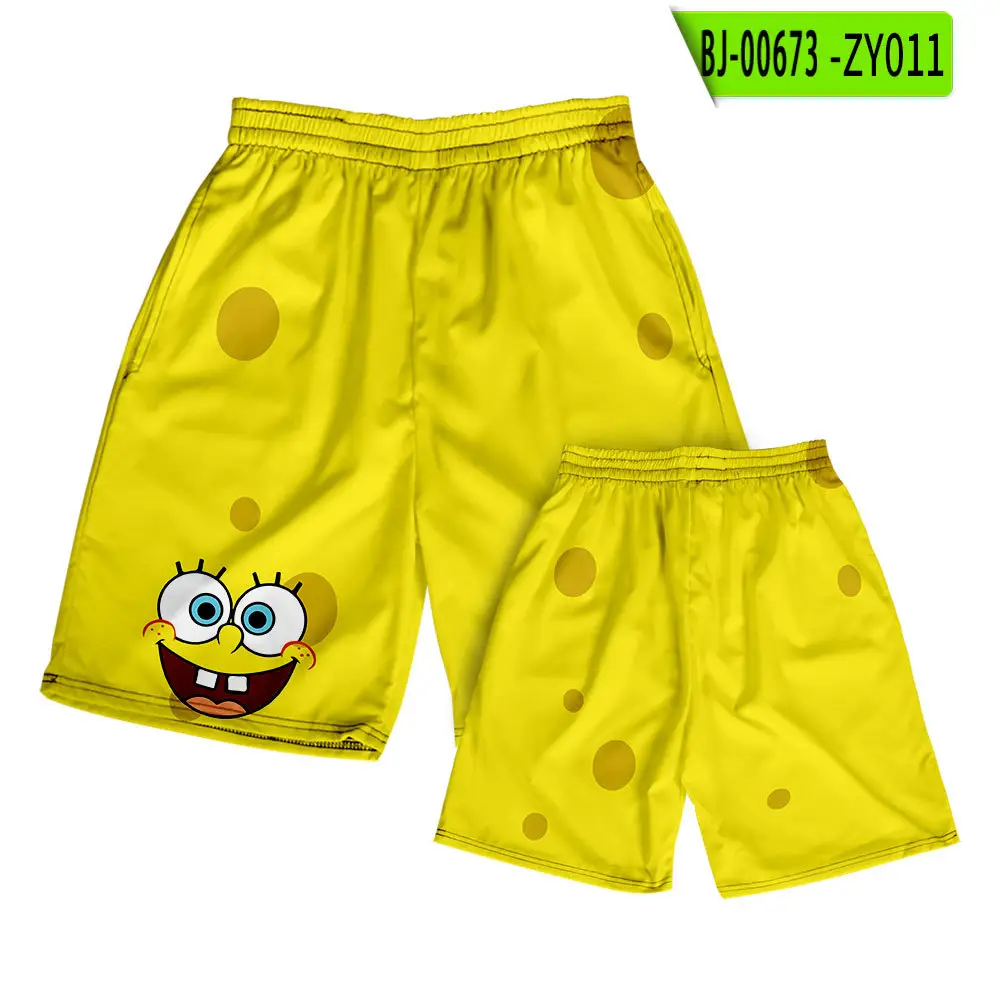 Hawaiian Spongebob Crossbody Shorts Couple Tan - Image 3