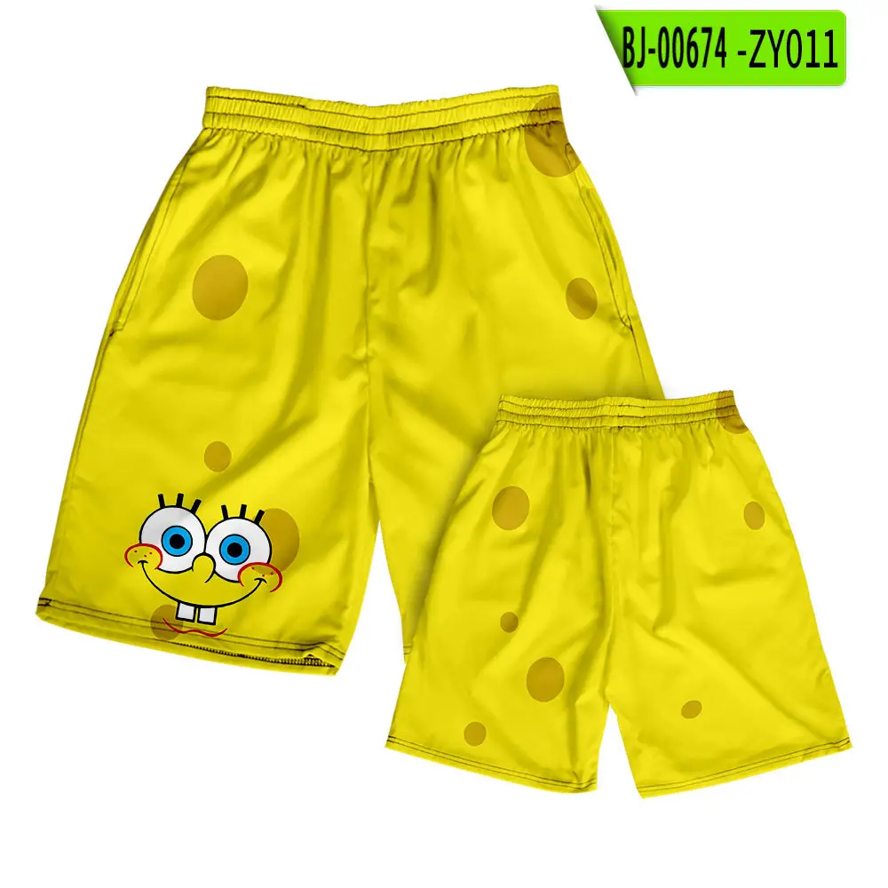 Hawaiian Spongebob Crossbody Shorts Couple Tan - Image 9