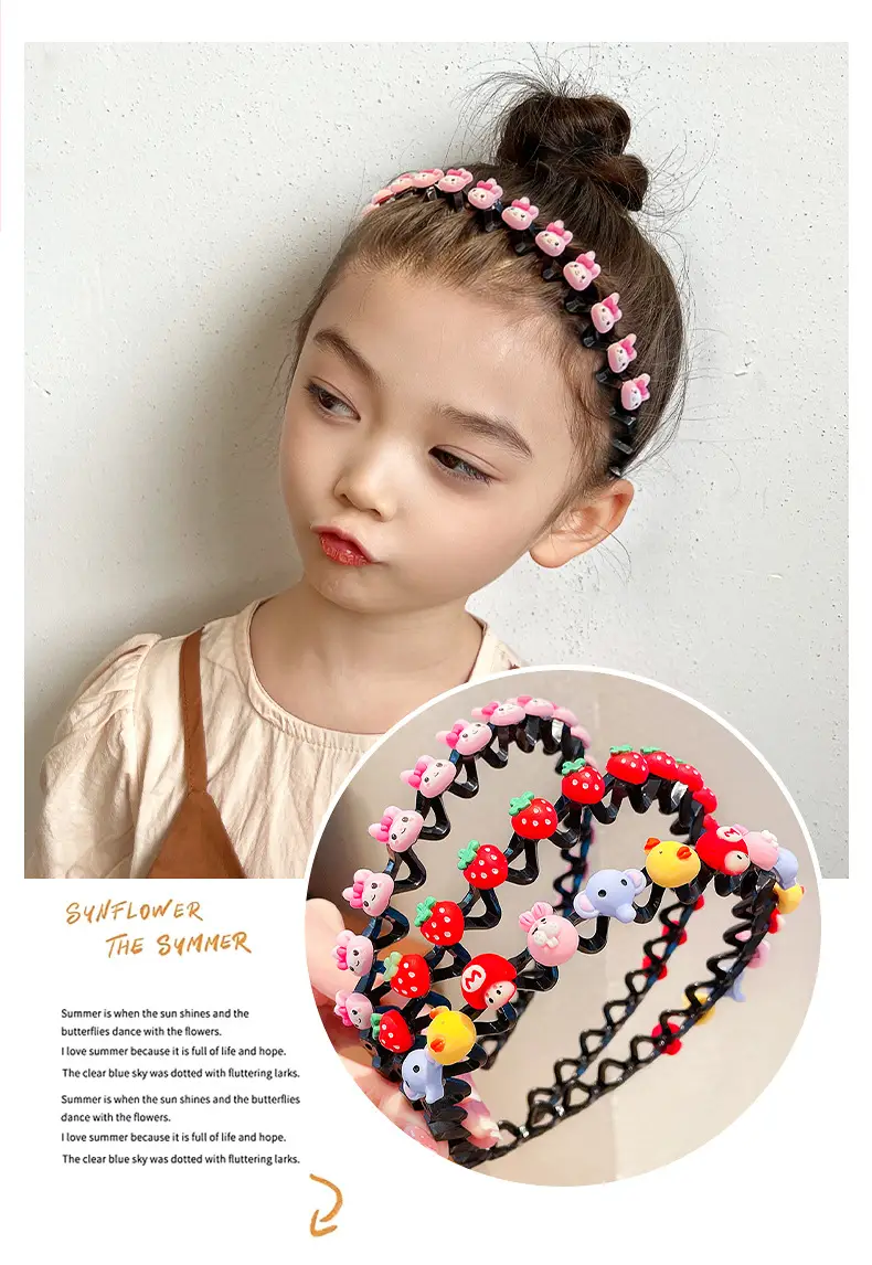 Cute Cartoon Hairpin Headband for Girls Non-Slip Braided Hair Accessories — feature 4