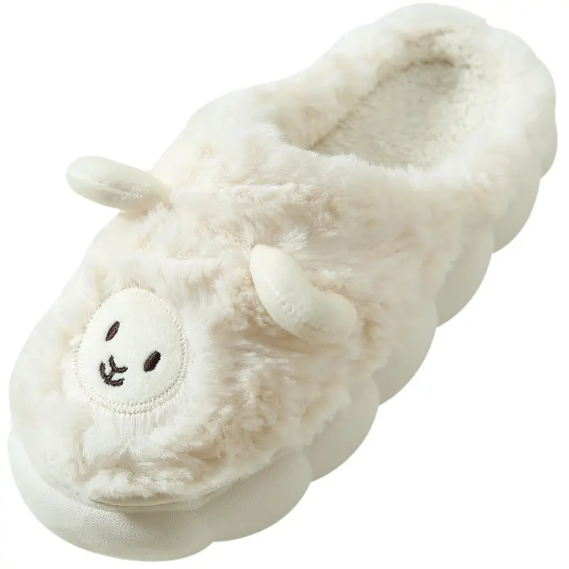 Cotton Slippers for Male and Female Couples Cute Cartoon Girl Heart Little Sheep Slippers Winter Indoor Home Soft Bottom Plush Cotton Slippers