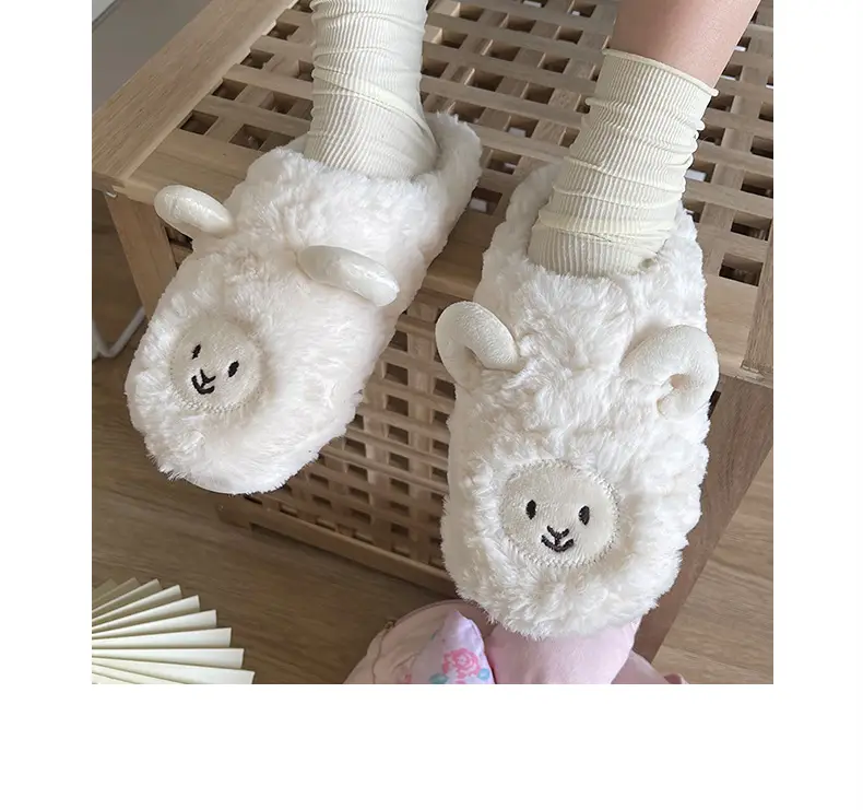 Cotton Slippers for Male and Female Couples Cute Cartoon Girl Heart Little Sheep Slippers Winter Indoor Home Soft Bottom Plush Cotton Slippers — feature 10