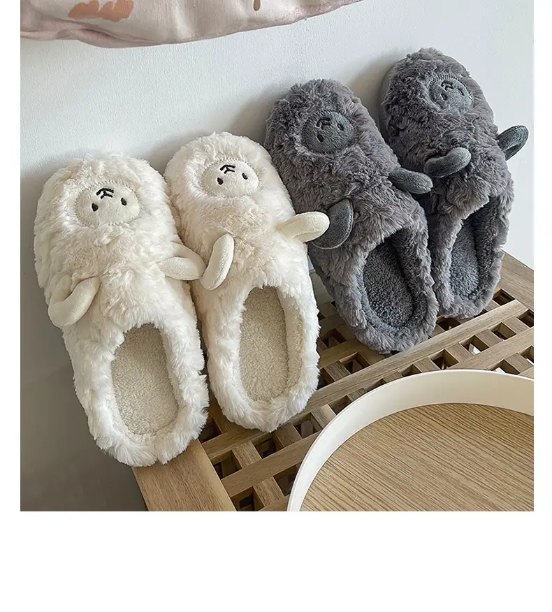 Cotton Slippers for Male and Female Couples Cute Cartoon Girl Heart Little Sheep Slippers Winter Indoor Home Soft Bottom Plush Cotton Slippers — feature 11