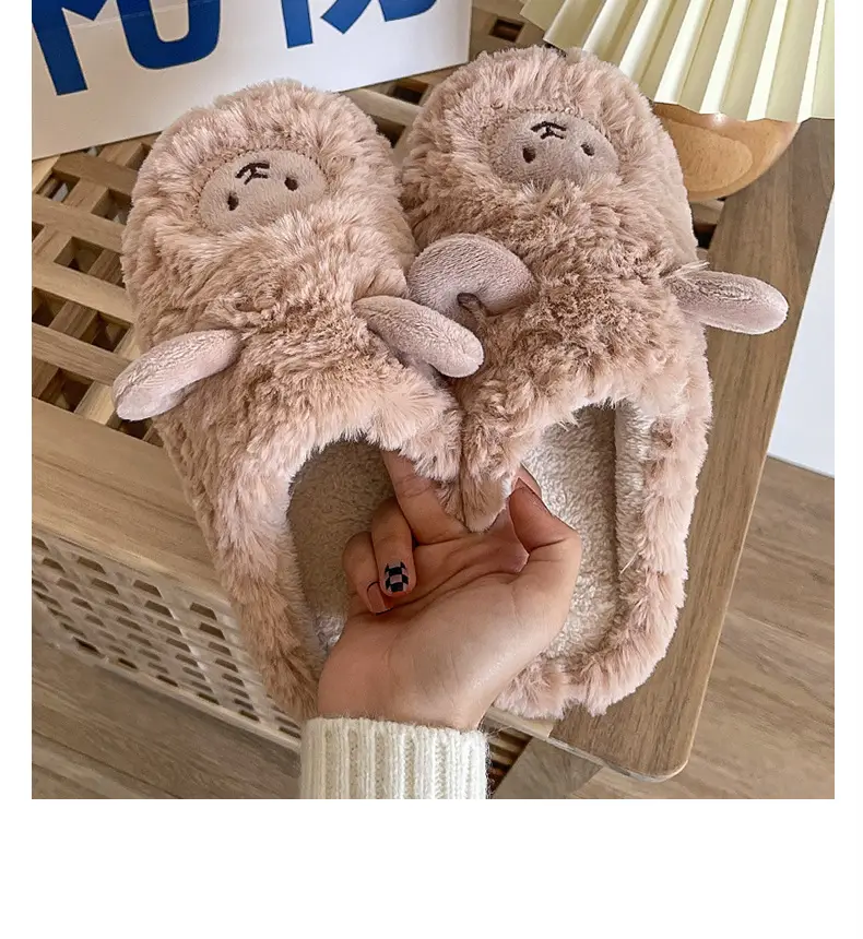 Cotton Slippers for Male and Female Couples Cute Cartoon Girl Heart Little Sheep Slippers Winter Indoor Home Soft Bottom Plush Cotton Slippers — feature 12