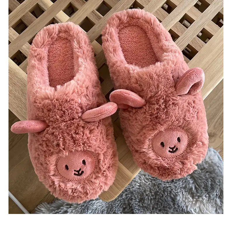 Cotton Slippers for Male and Female Couples Cute Cartoon Girl Heart Little Sheep Slippers Winter Indoor Home Soft Bottom Plush Cotton Slippers — feature 15