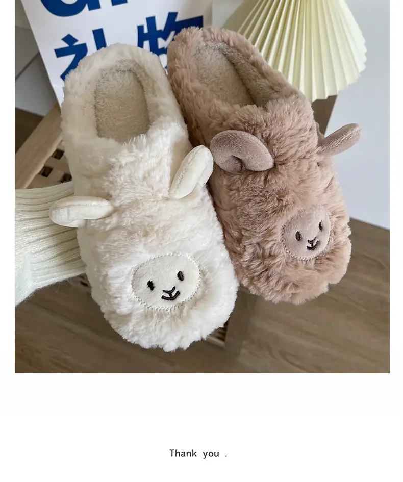Cotton Slippers for Male and Female Couples Cute Cartoon Girl Heart Little Sheep Slippers Winter Indoor Home Soft Bottom Plush Cotton Slippers — feature 16