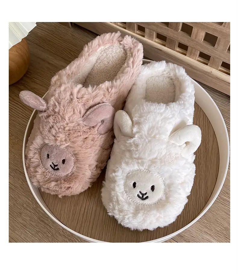 Cotton Slippers for Male and Female Couples Cute Cartoon Girl Heart Little Sheep Slippers Winter Indoor Home Soft Bottom Plush Cotton Slippers — feature 5