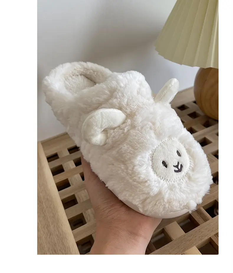 Cotton Slippers for Male and Female Couples Cute Cartoon Girl Heart Little Sheep Slippers Winter Indoor Home Soft Bottom Plush Cotton Slippers — feature 9