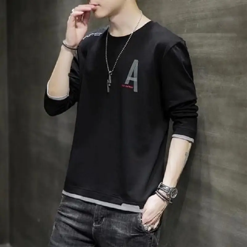 Men Grey Graphic Long Sleeve T-Shirt with "THE" Print - Image 8
