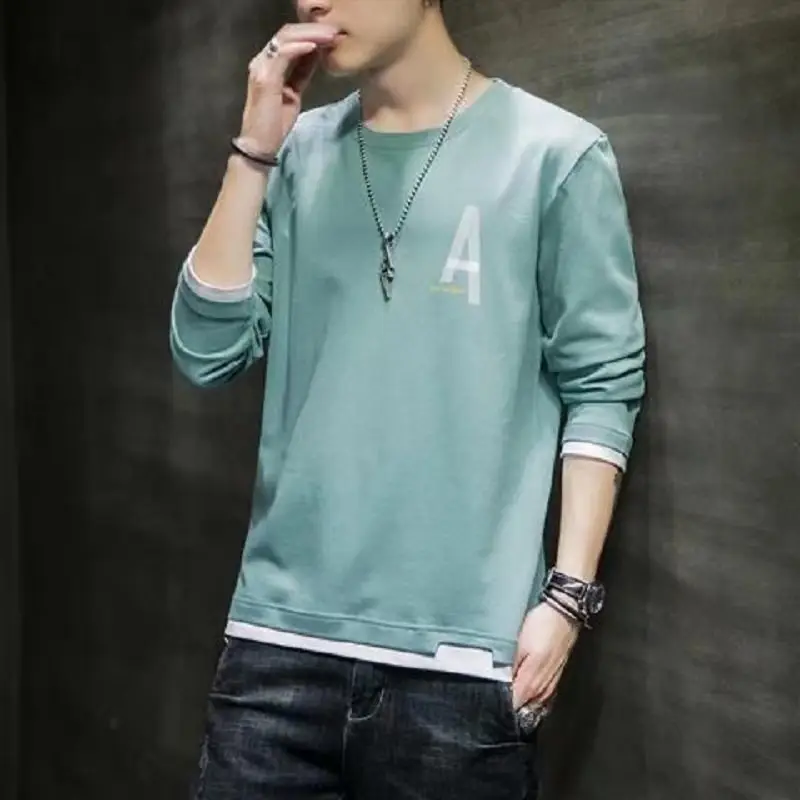Men Grey Graphic Long Sleeve T-Shirt with "THE" Print - Image 2