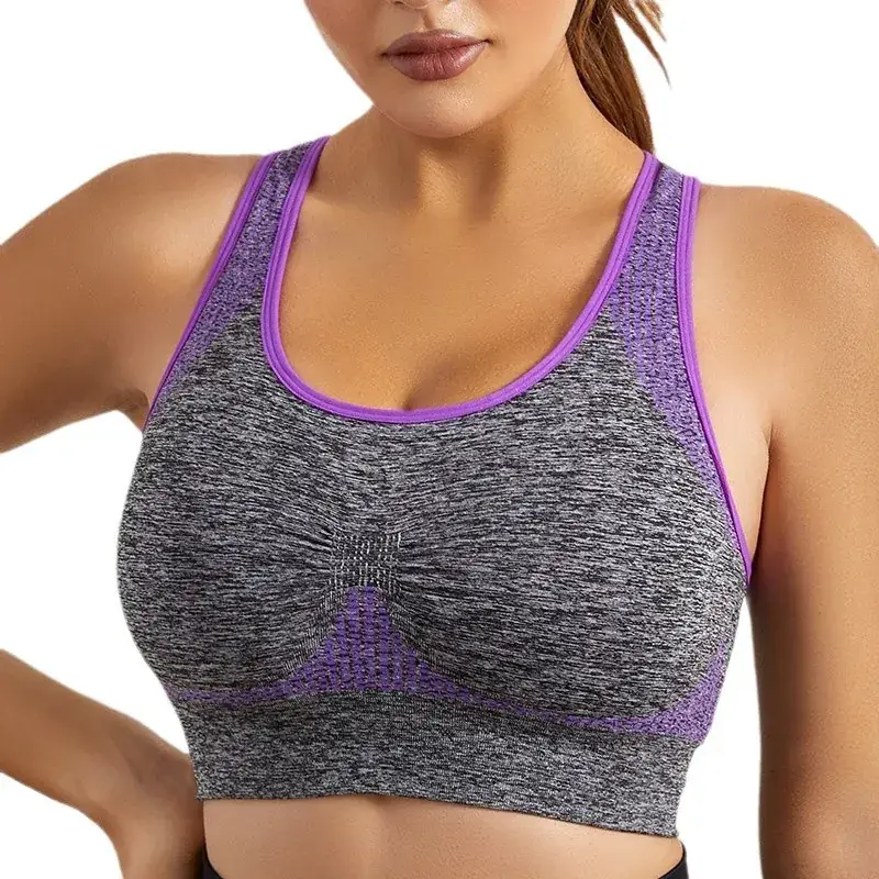 Women's Grey Blue Yoga Vests Large No Steel Ring Gathering - Image 10