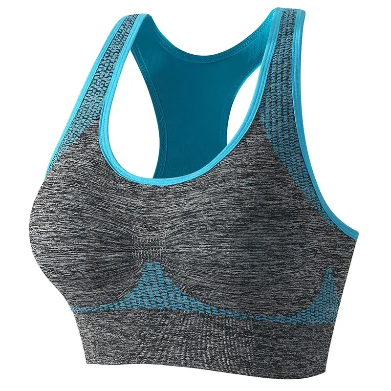 Women's Grey Blue Yoga Vests Large No Steel Ring Gathering - Image 2