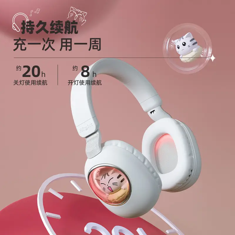 Cartoon Cat Wireless Bluetooth Headset Purple - Image 10