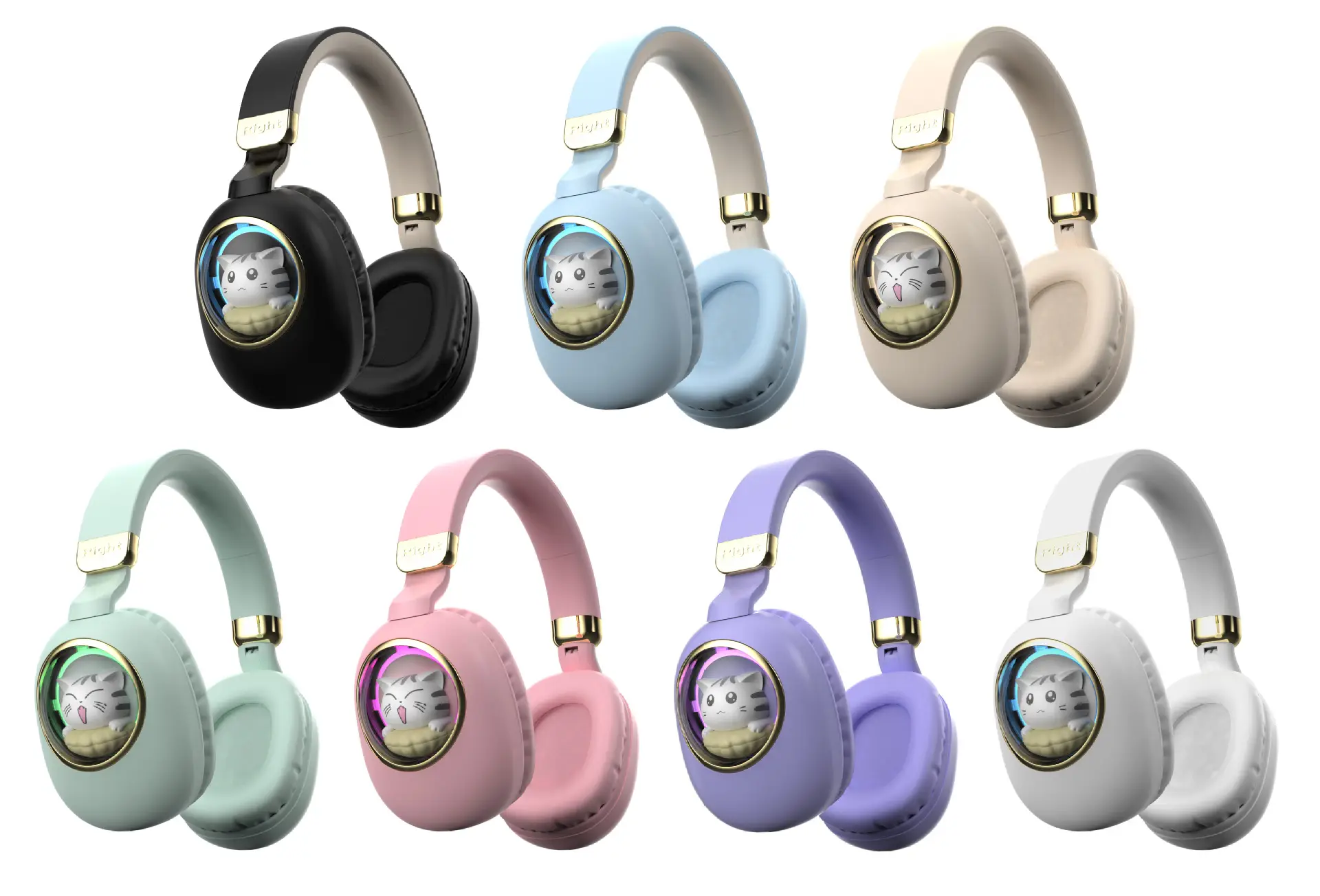 Cartoon Cat Wireless Bluetooth Headset Purple β feature 18