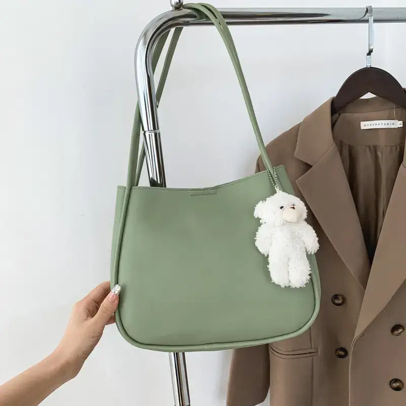 Green Textured Shoulder Bag for Women 2022 - Image 7