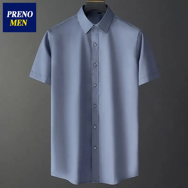 Promon Men Ice Silk Short Sleeve Shirt Pink - Image 5