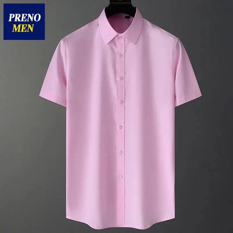 Promon Men Ice Silk Short Sleeve Shirt Pink - Image 3