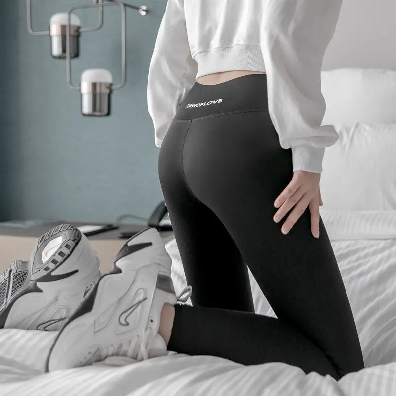 Black Shark Skin High Waist Leggings Women's Fleece Lined Yoga Pants - Image 7
