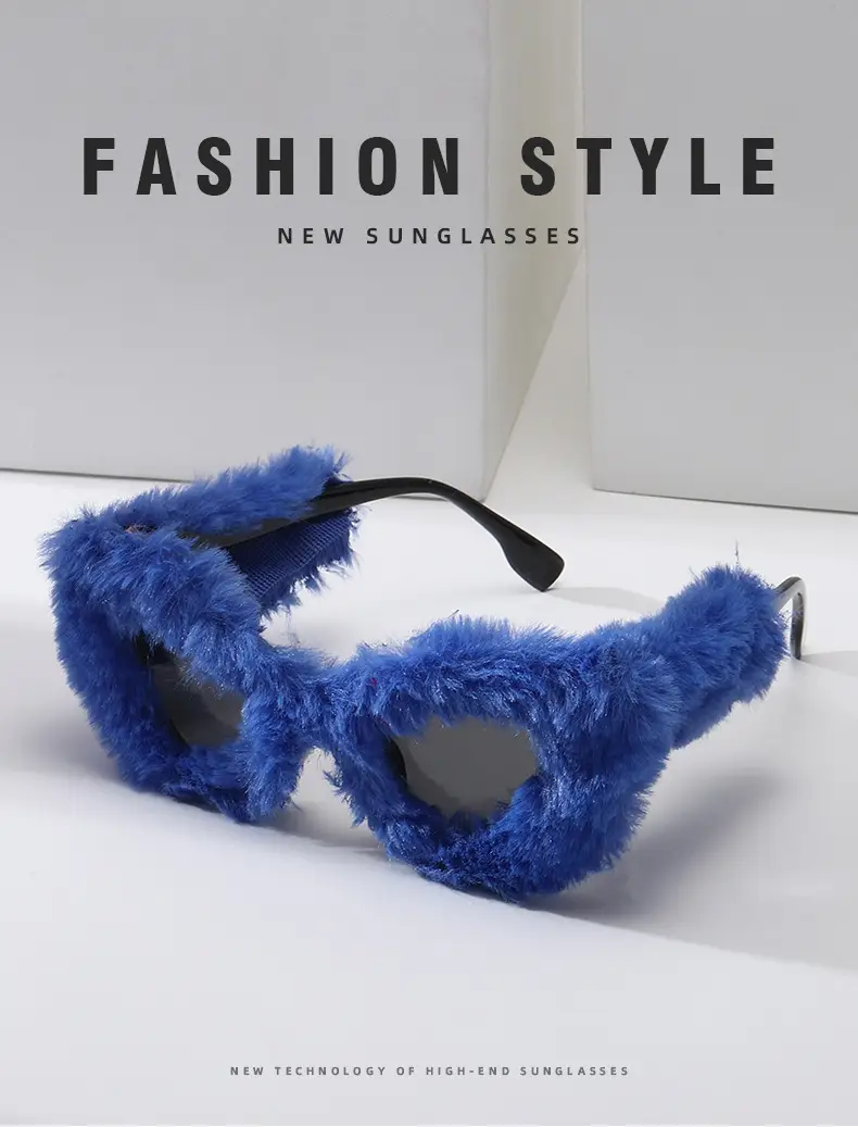 Black Plush Cat-Eye Sunglasses for Girls Women — feature 11