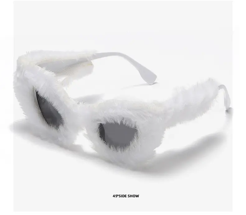 Black Plush Cat-Eye Sunglasses for Girls Women — feature 17