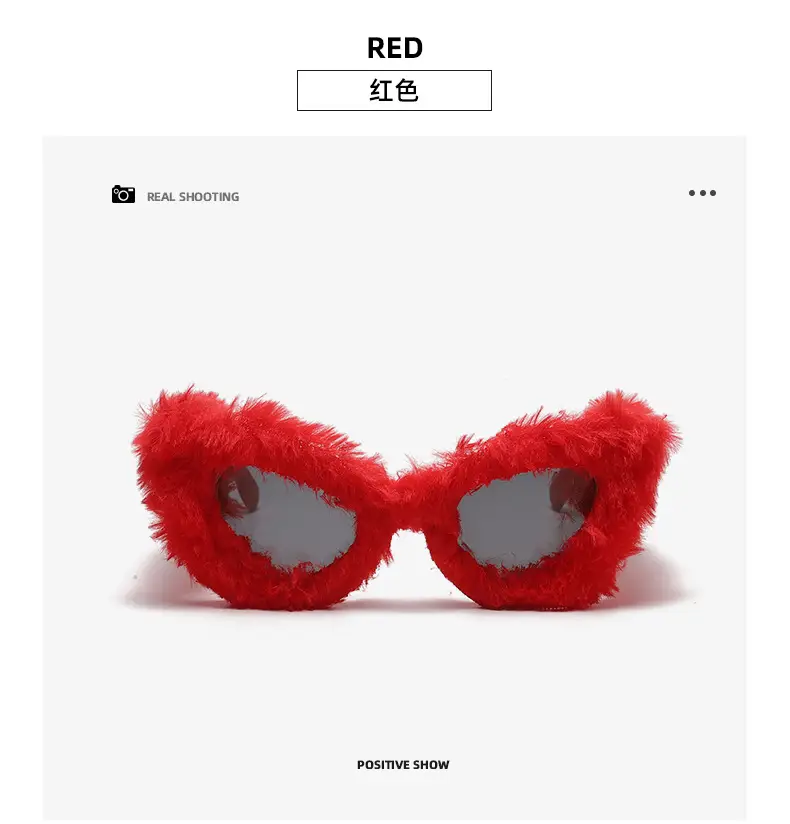 Black Plush Cat-Eye Sunglasses for Girls Women — feature 18