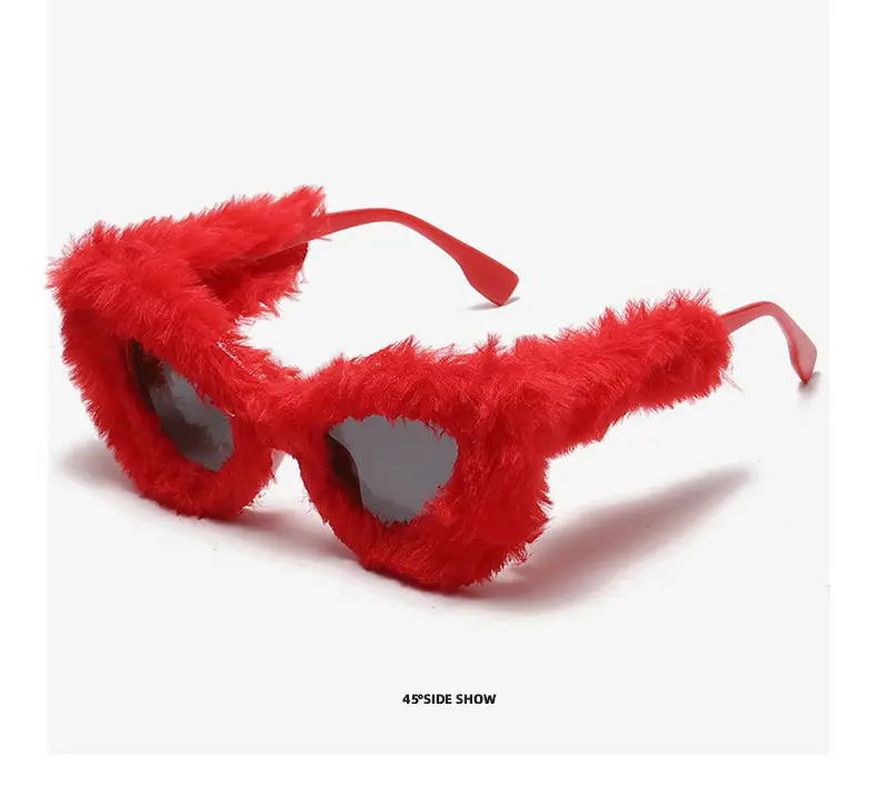 Black Plush Cat-Eye Sunglasses for Girls Women — feature 19