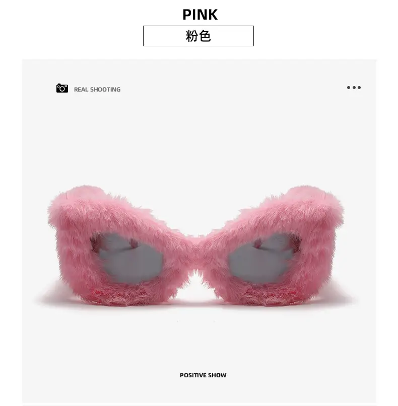 Black Plush Cat-Eye Sunglasses for Girls Women — feature 20