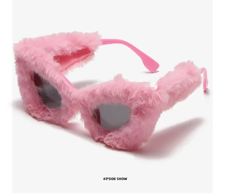 Black Plush Cat-Eye Sunglasses for Girls Women — feature 21