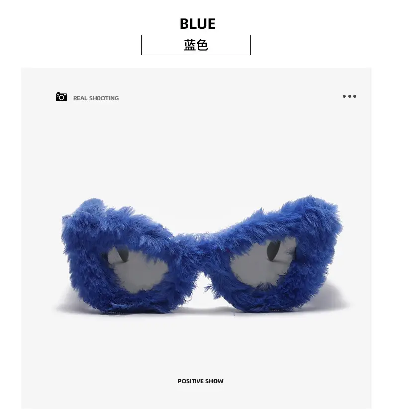 Black Plush Cat-Eye Sunglasses for Girls Women — feature 22