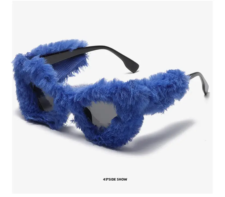 Black Plush Cat-Eye Sunglasses for Girls Women — feature 23
