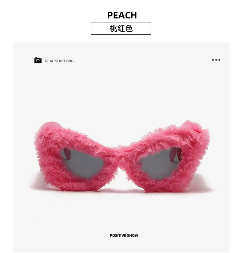 Black Plush Cat-Eye Sunglasses for Girls Women — feature 24