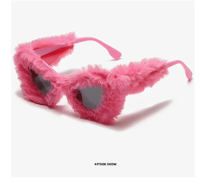 Black Plush Cat-Eye Sunglasses for Girls Women — feature 25