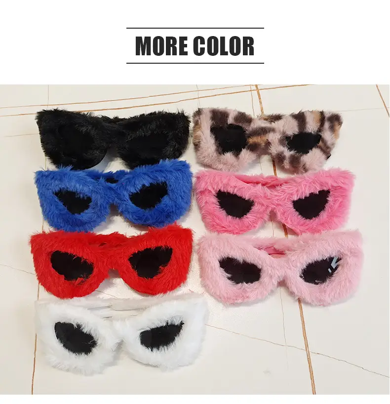 Black Plush Cat-Eye Sunglasses for Girls Women — feature 28