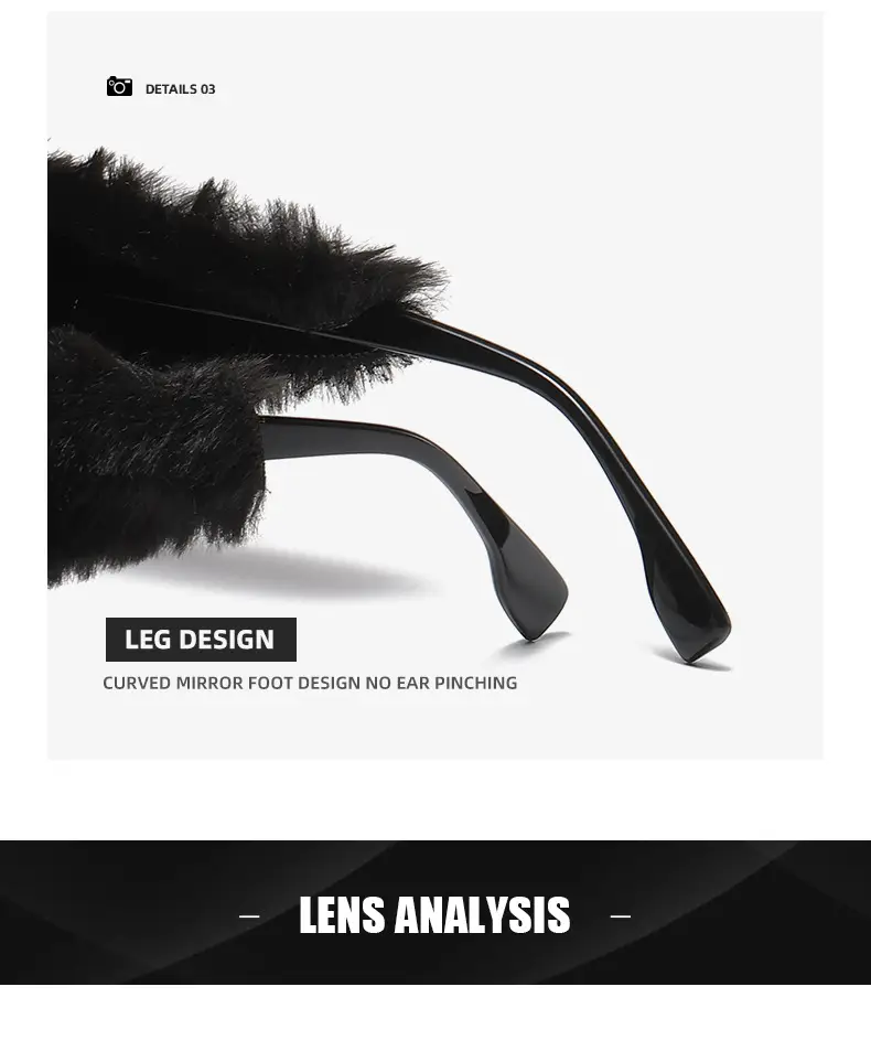 Black Plush Cat-Eye Sunglasses for Girls Women — feature 31
