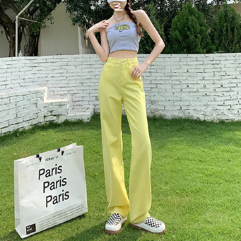 Women Pink Wide Leg Jeans Summer Loose Large Slimming Trousers - Image 2