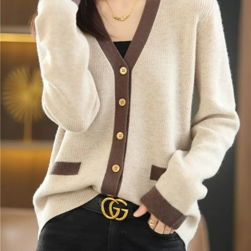 Women's Knit V-Neck Cardigan with Button Front - Image 8
