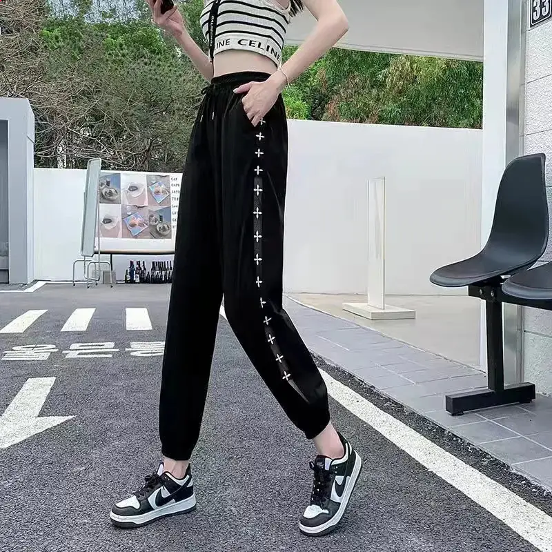 Women Ice Silk Harem Pants Black Slime Style - Image 4