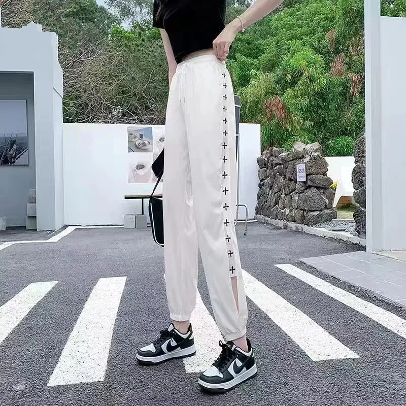 Women Ice Silk Harem Pants Black Slime Style - Image 5