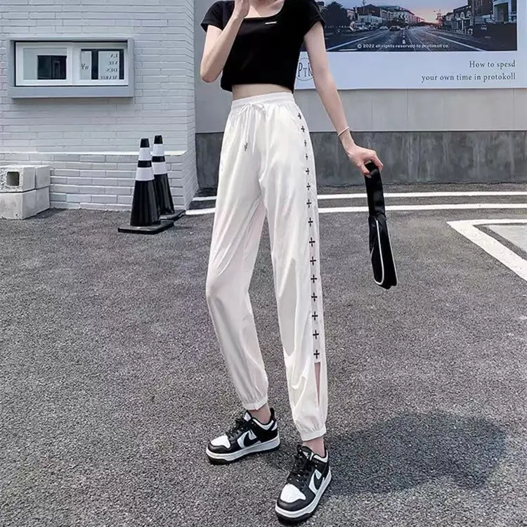 Women Ice Silk Harem Pants Black Slime Style - Image 6