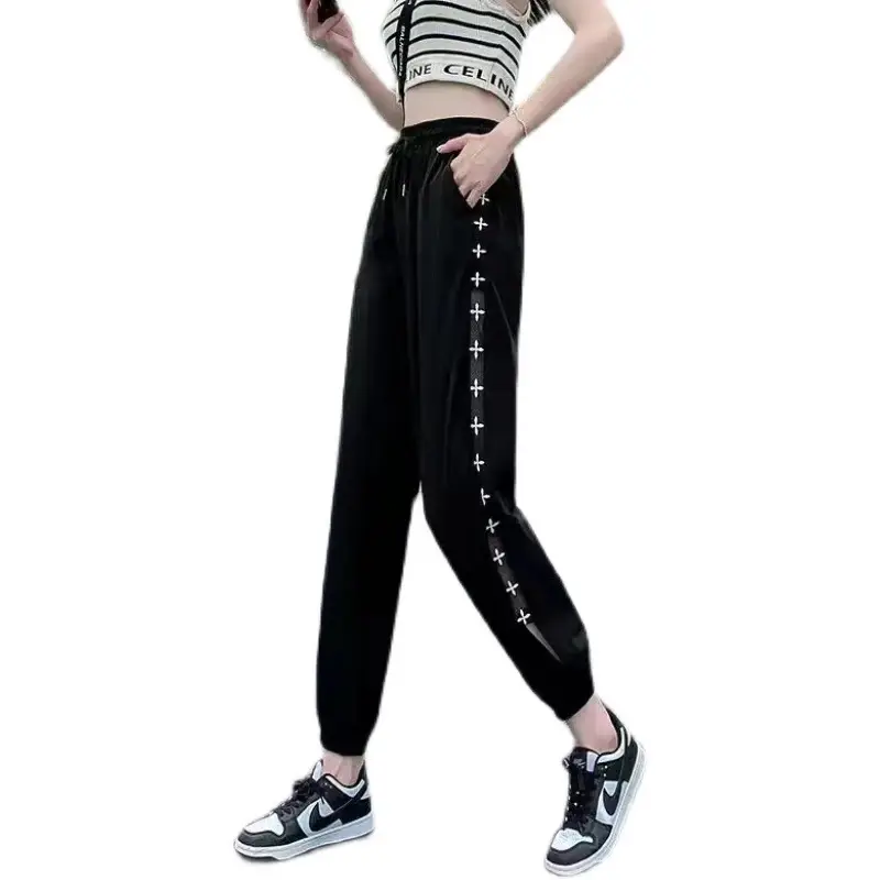 Women Ice Silk Harem Pants Black Slime Style - Image 7