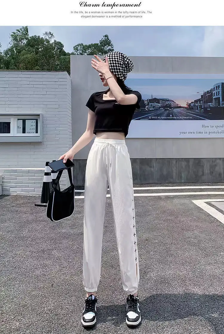 Women Ice Silk Harem Pants Black Slime Style — feature 12