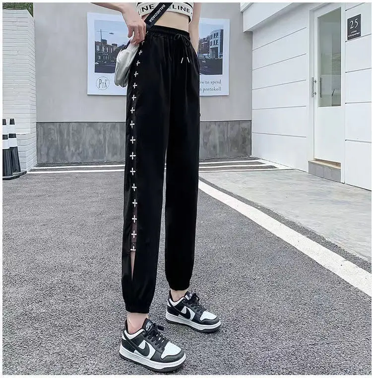 Women Ice Silk Harem Pants Black Slime Style — feature 27