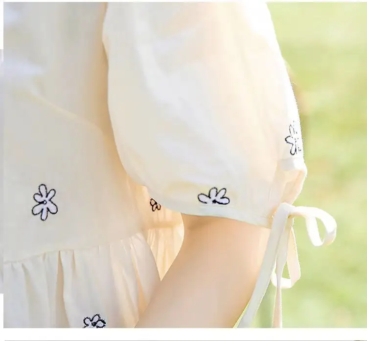 Maternity Dress 2022 Embroidered Floral White — feature 10