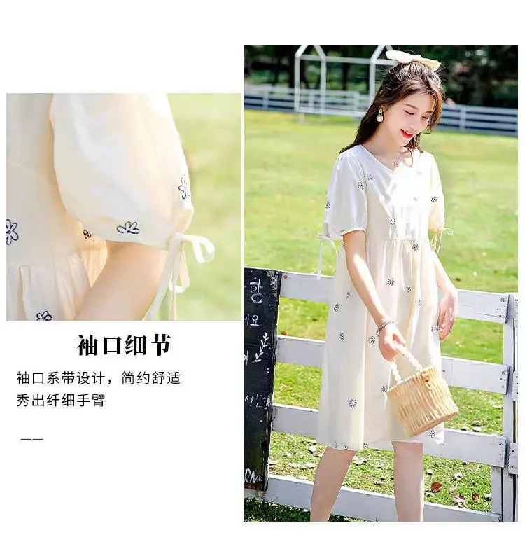 Maternity Dress 2022 Embroidered Floral White — feature 5