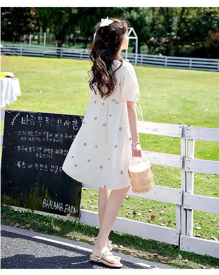 Maternity Dress 2022 Embroidered Floral White — feature 8