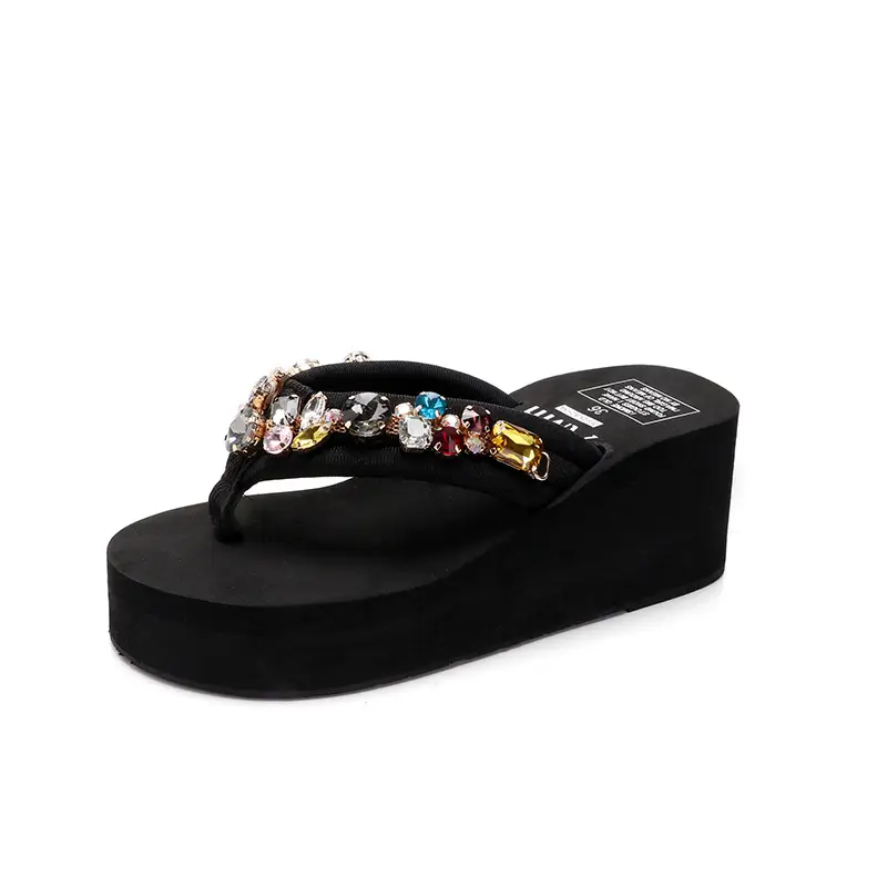 Women Rhinestone High Heel Sandals 2023 Black White