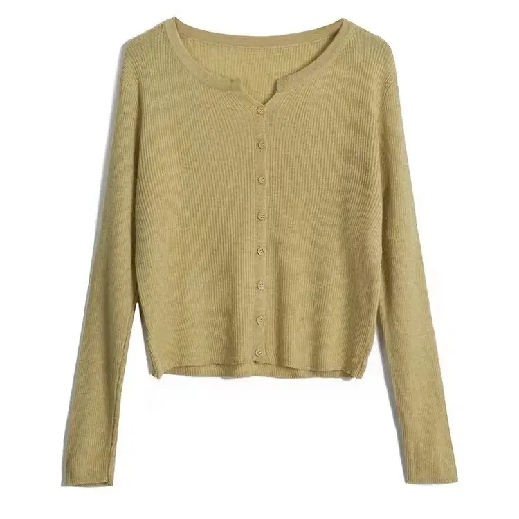 V-Neck Long Sleeve Knit Cardigan Women Spring - Image 14