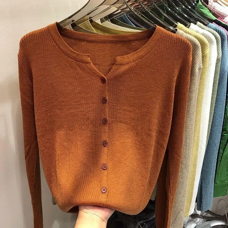 V-Neck Long Sleeve Knit Cardigan Women Spring — feature 31